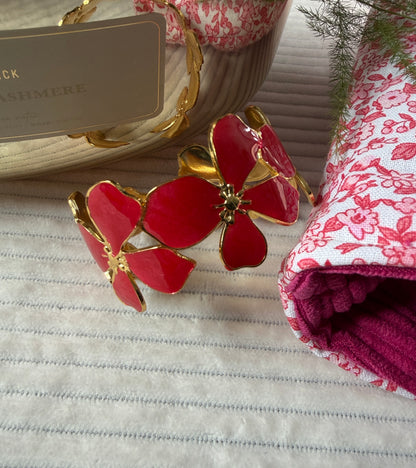 Bracelet Fleur rouge en acier inoxydable